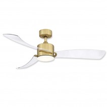 52" Fanimation Sculptaire Brushed Satin Brass Finish with Clear Blade and Light