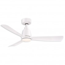 44" Fanimation Kute Damp Outdoor Ceiling Fan - Matte White finish with Matte White blades shown with LED light kit