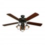 52" Beachfront Nautical Ceiling Fan - Oil Rubbed Bronze Fan Light Combo - Walnut Blades