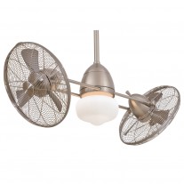Gyro WET Dual Outdoor Ceiling Fan by Minka Aire - F402L-BNW Brushed Nickel Wet