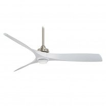 60" Aviation LED Ceiling Fan by Minka Aire - F853L-BN/WH Nickel w/ White Blades