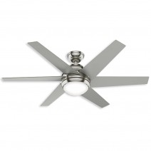 52" Hunter Soto Outdoor Ceiling Fan With LED Module - 50976 - Brushed Nickel