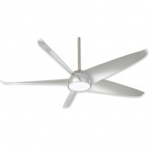 60" Minka Aire Ellipse LED Indoor Ceiling Fan - F771L-BN/SL - Brushed Nickel Finish with Silver Blades and LED light kit