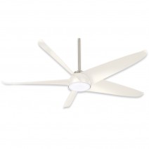 60" Minka Aire Ellipse LED Indoor Ceiling Fan - F771L-BN/WH Brushed Nickel Finish with White Blades and LED light kit