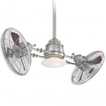 42" Minka Aire Vintage Gyro Ceiling Fan - Brushed Nickel Chrome Finish Dual Fan with LED light kit