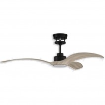 60" Craftmade Mesmerize DC Outdoor Ceiling Fan - flat black finish with driftwood blades and LED light kit