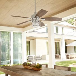 Quorum 3525-65 GALVESTON 52" w/ LED Light Farmhouse Ceiling Fan - Satin Nickel