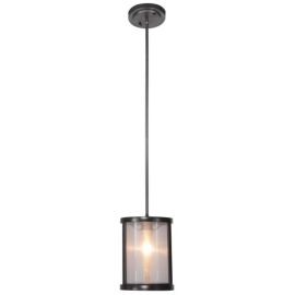8"W Craftmade Danbury - 1 Light Mini Pendant - 36791-MBK - Matte Black - Organza w/ clear PVC