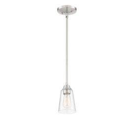 5"W Craftmade Grace - 1 Light Mini Pendant - 41991-BNK-CS - Brushed Polished Nickel - Clear Seeded
