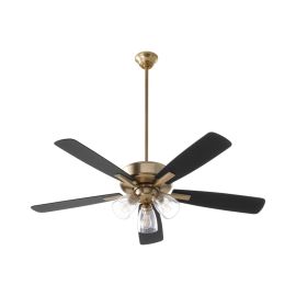Quorum 4525-2380 OVATION 52" Clear Seeded Bowl w/ LED Ceiling Fan - Aged Brass