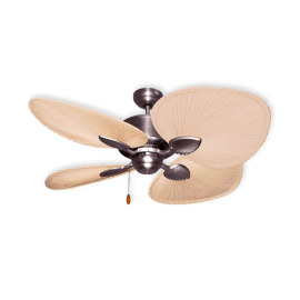 48" Palm Breeze II Ceiling Fan - Satin Steel - Natural Palm Blades