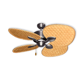 48" Palm Breeze II Ceiling Fan - Satin Steel - Woven Bamboo Natural