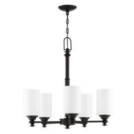 25"W Craftmade Dardyn 5 Light Chandelier - 49825-ESP - Espresso - White Frost