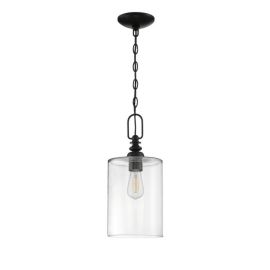 7.50"W Craftmade Dardyn - 1 Light Mini Pendant - 49891-FB-C - Flat Black - Clear
