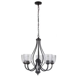 25"W Craftmade Serene 5 Light Chandelier - 49925-ESP - Espresso - Clear Seeded
