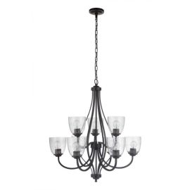 29.50"W Craftmade Serene 9 Light Chandelier - 49929-ESP - Espresso - Clear Seeded