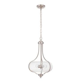 15"W Craftmade - Serene - 2 Light Pendant - 49992-BNK - Brushed Polished Nickel - Clear Seeded