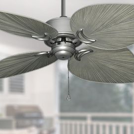 Tropical Ceiling Fan - 50" Gulf-Coasts Bombay - Brushed Nickel with Driftwood Blades