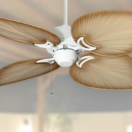Gulf-Coast Fans Bombay 50" Tropical Ceiling Fan - Pure White with Tan Blades
