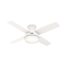 44" Hunter Dempsey LP Ceiling Fan With LED Module - 50398 - Matte Nickel, ETL Damp