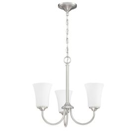 20"W Craftmade Gwyneth 3 Light Chandelier - 50423-BNK-WG - Brushed Polished Nickel - White Frost