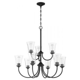 32"W Craftmade Gwyneth 9 Light Chandelier - 50429-FB - Flat Black - Clear Seeded