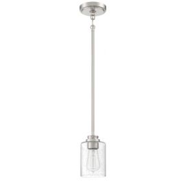 5"W Craftmade Bolden - 1 Light Mini Pendant - 50591-BNK - Brushed Polished Nickel - Clear Seeded