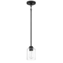 5"W Craftmade Bolden - 1 Light Mini Pendant - 50591-FB - Flat Black - Clear Seeded
