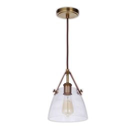 7.87"W Craftmade - Hagen - 1 Light Pendant - 51391 - VB - Vintage Brass - Clear Seeded
