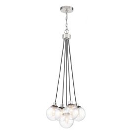 14.75"W Craftmade - Que - 5 Light Pendant - 53395-CH - Chrome - Clear Seeded