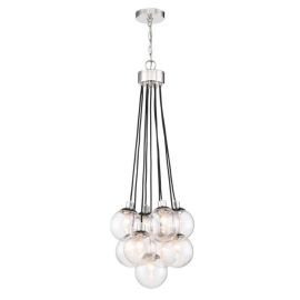 16.25"W Craftmade - Que - 9 Light Pendant - 53399-CH - Chrome - Clear Seeded