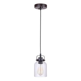 4.88"W Craftmade Foxwood - 1 Light Mini Pendant - 53691-FBDT - Flat Black - Dark Teak