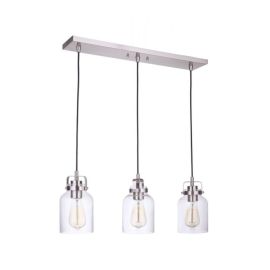 24.88"W Craftmade - Foxwood - 3 Light Pendant - 53693-BNK - Brushed Polished Nickel - Clear Seeded