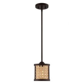 6"W Craftmade Malaya - 1 Light Mini Pendant - 54591-ABZ - Aged Bronze Brushed - Woven Rattan