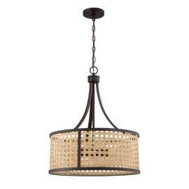 20.50"W Craftmade - Malaya - 6 Light Pendant - 54596-ABZ - Aged Bronze Brushed - Woven Rattan