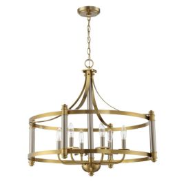 28.75"W Craftmade - Stanza - 6 Light Pendant - 54896-BNKSB - Brushed Polished Nickel - Satin Brass