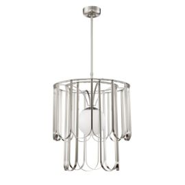 25"W Craftmade - Melody - 1 Light Pendant - 54991-BNK - Brushed Polished Nickel - White Frosted