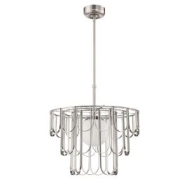 24"W Craftmade - Melody - 1 Light Pendant - 54992-BNK - Brushed Polished Nickel - White Frosted
