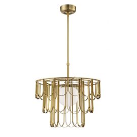 24"W Craftmade - Melody - 1 Light Pendant - 54992-SB - Satin Brass - White Frosted