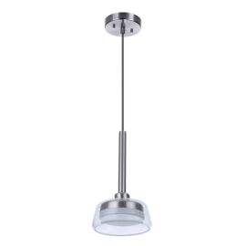 7.38"W Craftmade - Centric - 7.5" LED Pendant - 55190-BNK-LED - Brushed Polished Nickel - Clear Seeded