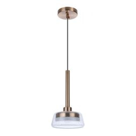 7.38"W Craftmade - Centric - 7.5" LED Pendant - 55190-SB-LED - Satin Brass - Clear Seeded