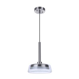 10"W Craftmade - Centric - 10" LED Pendant - 55191-BNK-LED - Brushed Polished Nickel - Clear Seeded