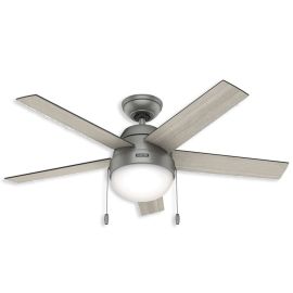 46" Hunter Anslee Collection Indoor Ceiling Fan With LED Module - 59267 - Matte Silver