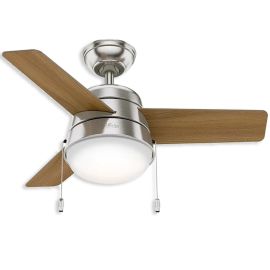 36" Hunter Aker indoor Ceiling Fan With LED Module - 59303 - Brushed Nickel