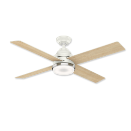 54" Casablanca Daphne Fresh White Finish with Rustic Oak / Fresh White Reversible Blades and Light Kit