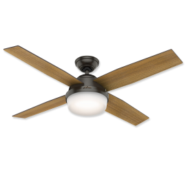 52" Hunter Dempsey Noble Bronze Finish with Mid Century Walnut / Umber Walnut Reversible Blades and Light Kit