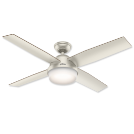 52" Hunter Dempsey Matte Nickel Finish with Matte Nickel / Walnut Reversible Blades and Light Kit