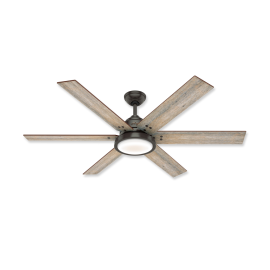 60" Hunter Warrant Noble Bronze Finish with Barnwood / Drifted Oak Reversible Blades and Light Kit