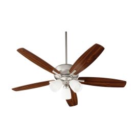 Quorum 70525-365 BREEZE 52" Three Lights Transitional Ceiling Fan - Satin Nickel