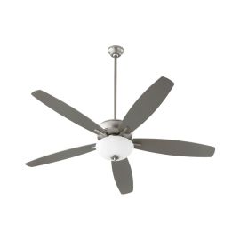 Quorum 70605-65 BREEZE 60" Two Lights Opal Bowl Ceiling Fan - Satin Nickel